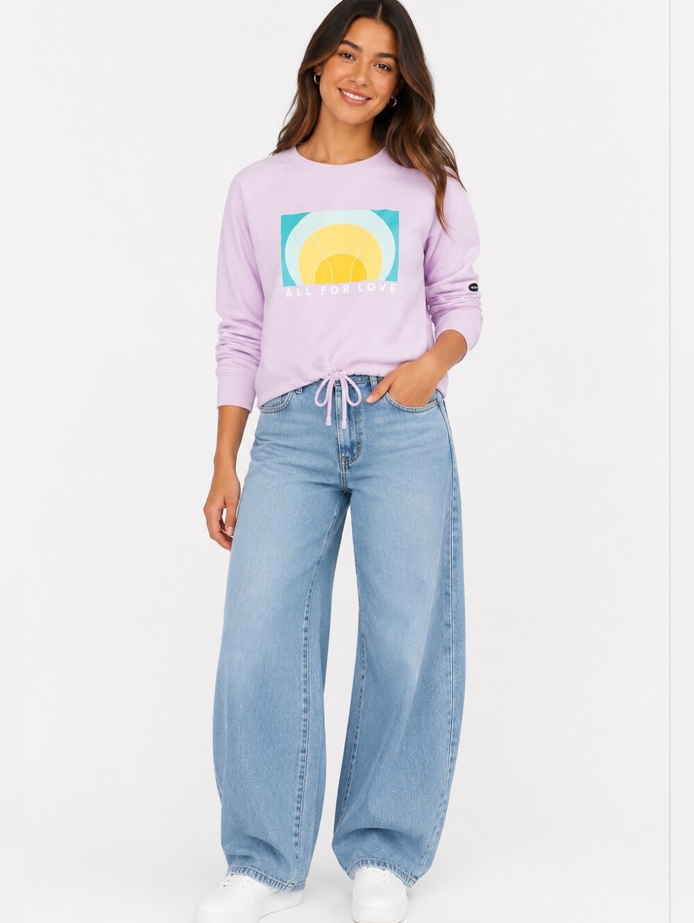 Old Navy All Is Love Rainbow Sweatshirt Pullover Purple SZ Small